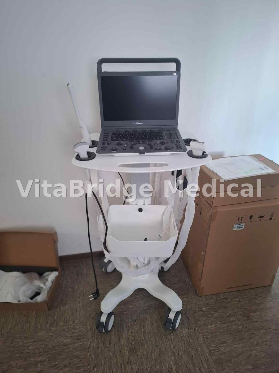 SonoScape E2 colour Doppler ultrasound with three probes on trolley